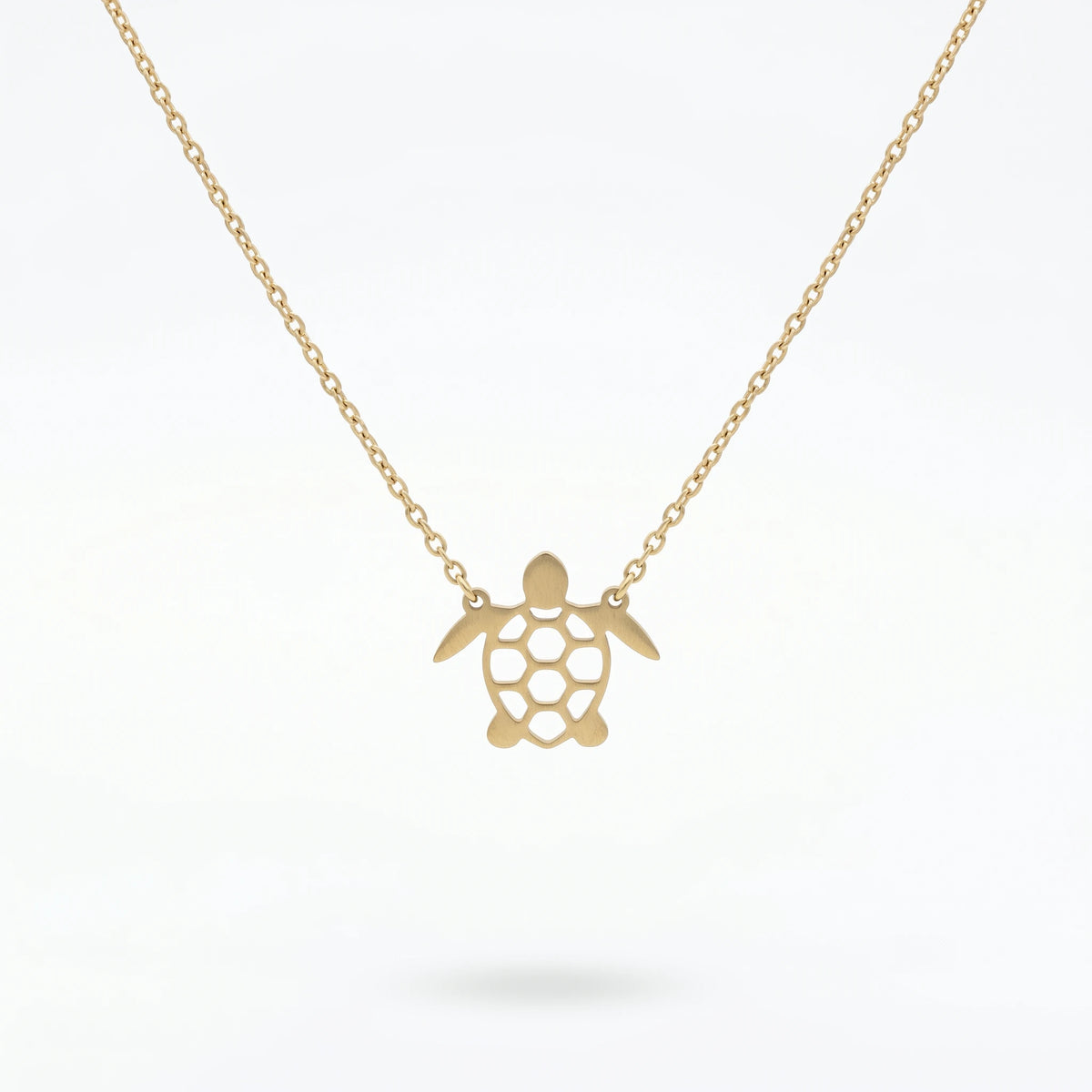 QIAOREN 11329 Women's Trendy 18K Gold Plated Hollow Sea Turtle Pendant Necklace Stainless Steel Tarnish Free Waterproof Jewelry