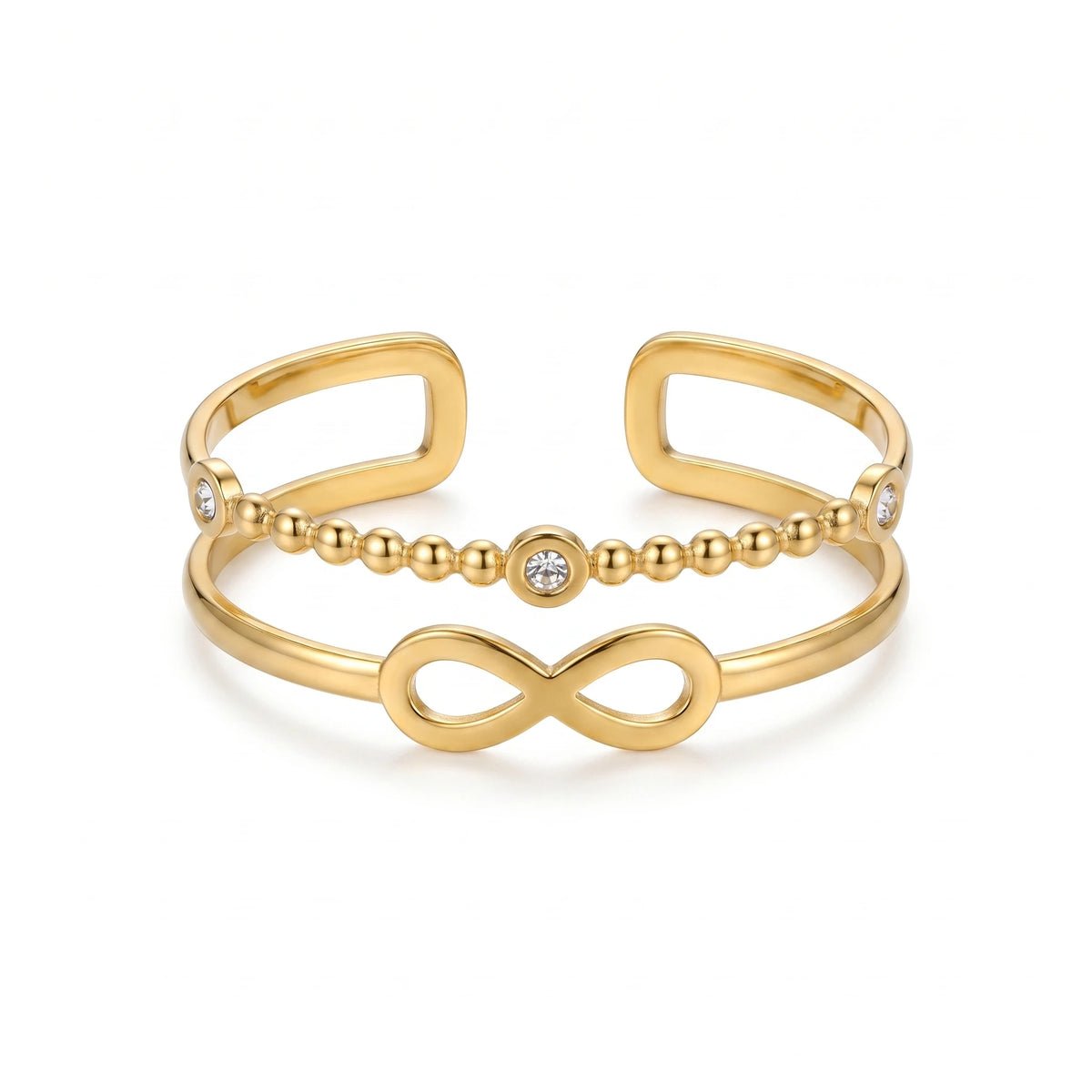 QIAOREN 12710 Boho Irregular Big Small Sculpted Flower Open Gold Bangle Stainless Steel Hollow Stackable Bracelet Wholesale