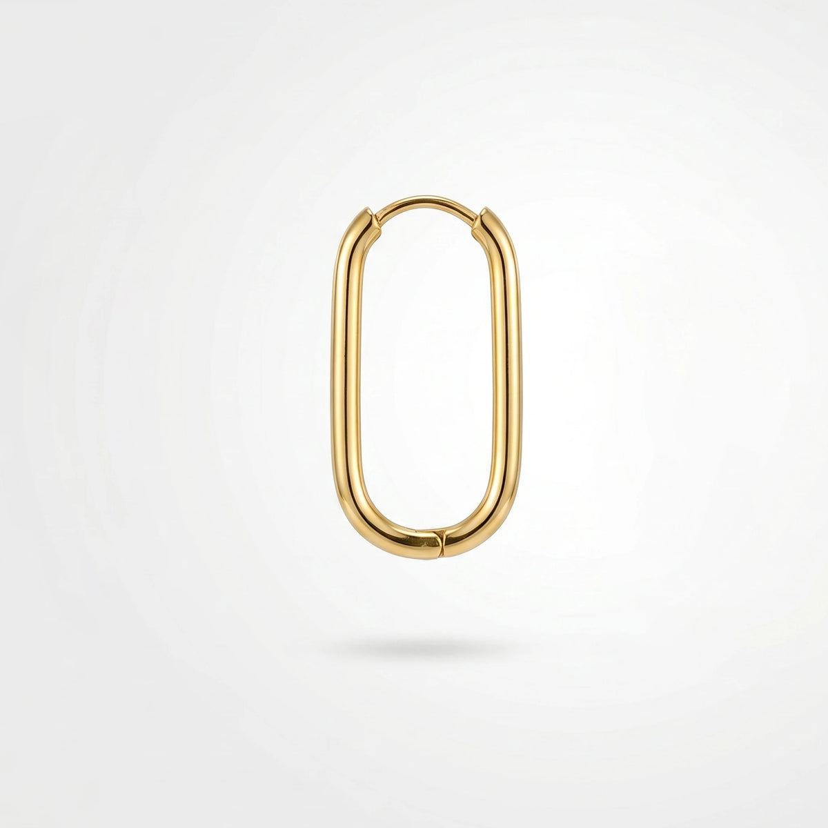 QIAOREN 12601 High Polished Long Oval Tube Ear Buckle Waterproof Stainless Steel 18K Gold  Hoops Anti-allergy Trendy Accessory