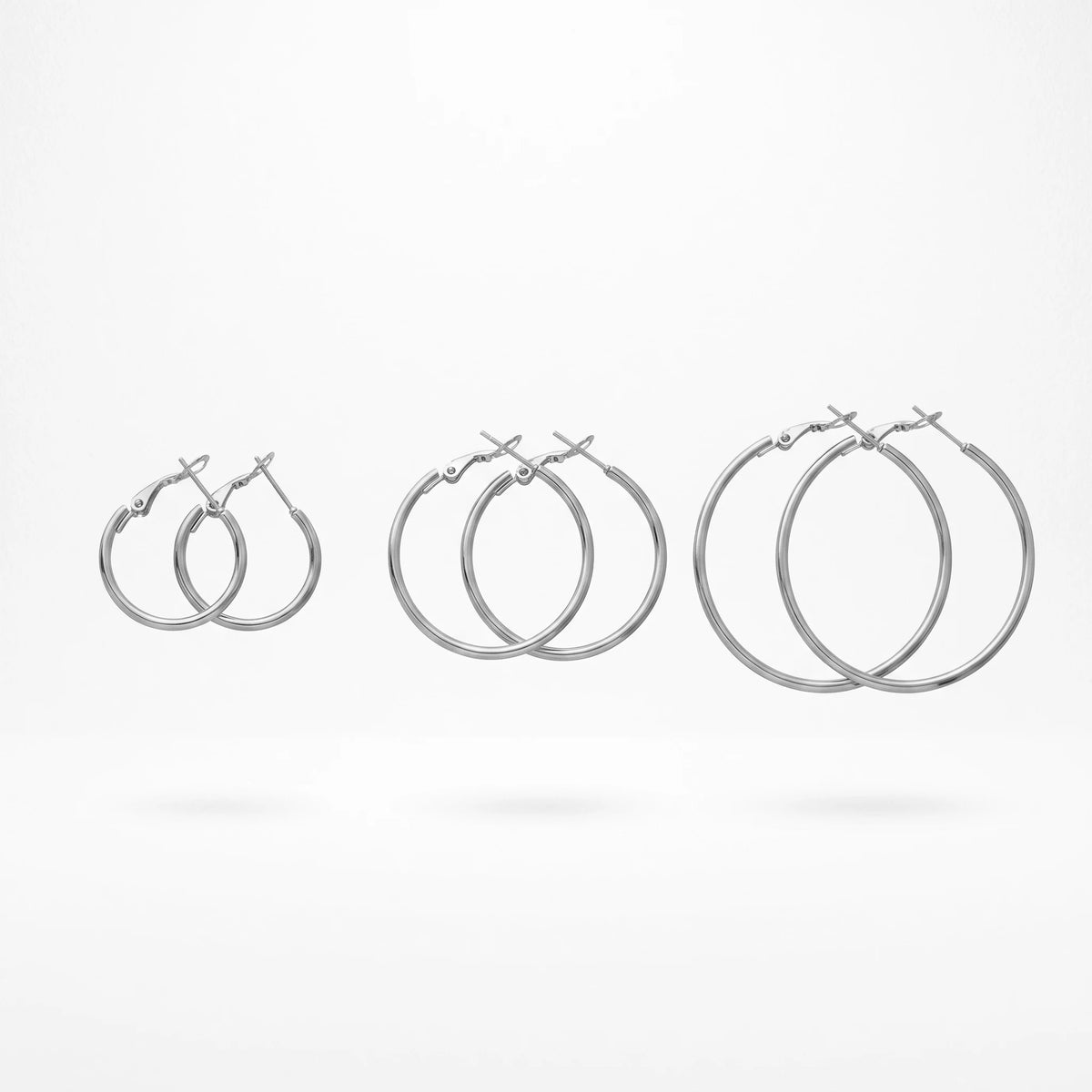 QIAOREN 13214 Gold Plated Tube Hoop Earrings for Women Stainless Steel Classic Round Lightweight Fashion Jewelry