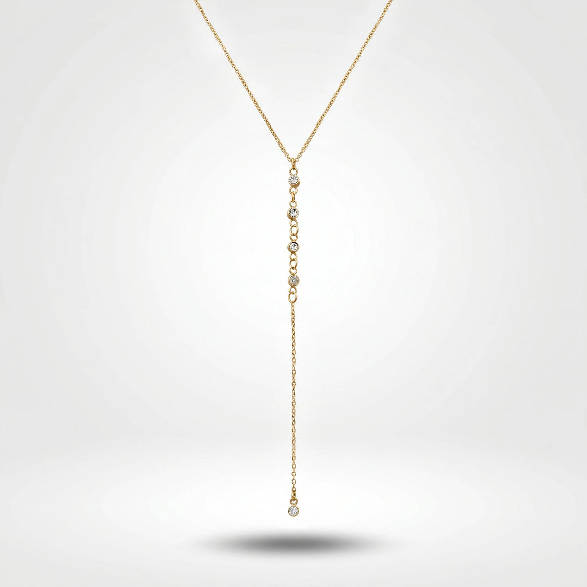 QIAOREN 10796 Minimalist Trendy Lariat Y Necklace Stainless Steel Gold Plated Non-Tarnish Layerable Unisex Daily Wear Jewelry