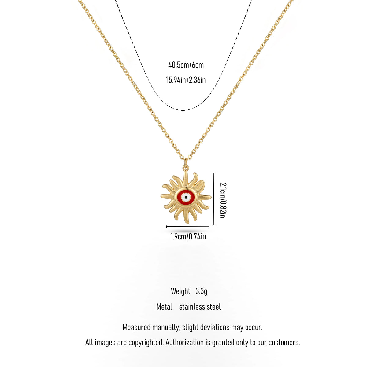 QIAOREN 12817 Premium Solar Nazar Jewelry High Quality PVD Gold Plated Amulet Spiritual Accessory Wholesale Supplier