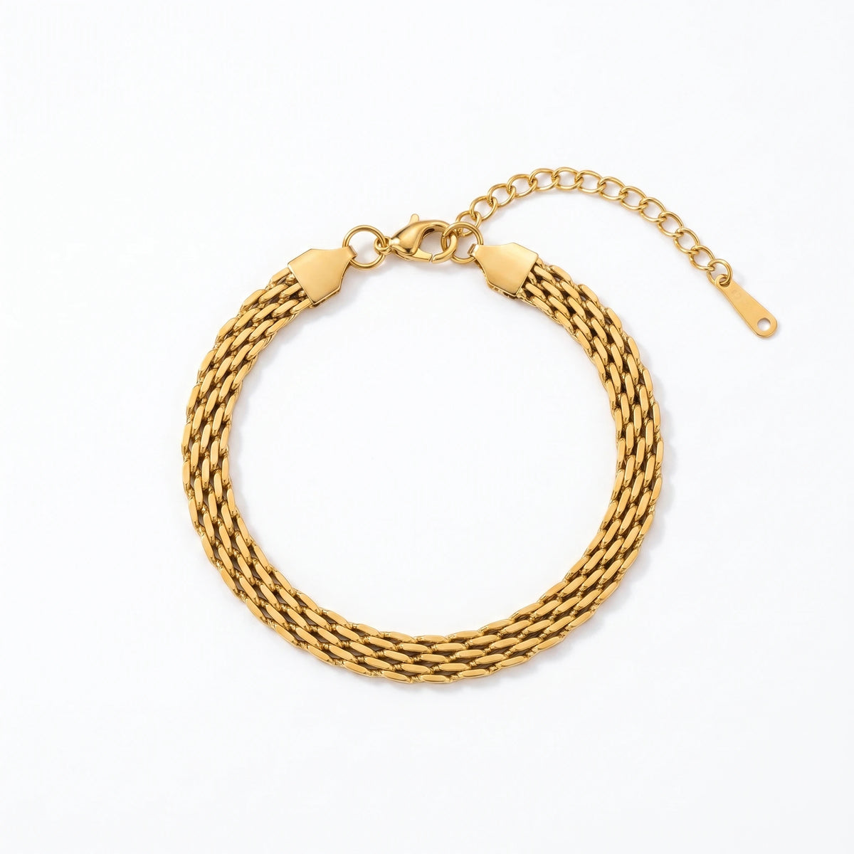 QIAOREN 10664 Chunky Cuban Link Bracelet, 18K Gold Plated Stainless Steel, Anti-Tarnish Bold Statement Jewelry for Women