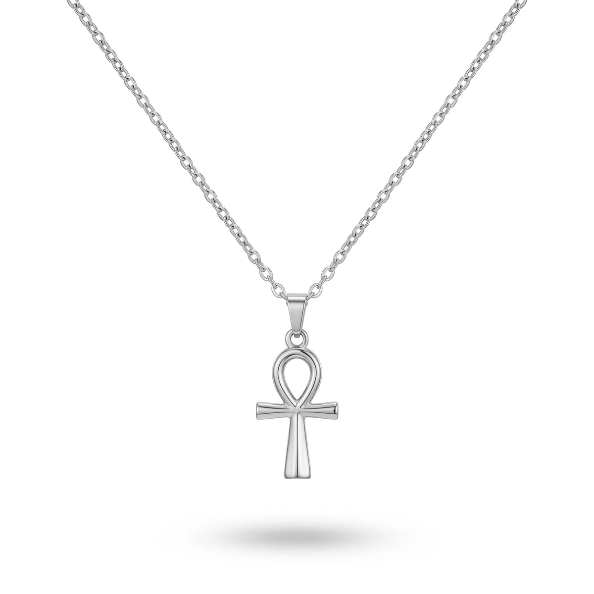 QIAOREN 11675 Tarnish Free 18K Gold Stainless Steel Ankh Cross Pendant Necklace Minimalist Life Symbol Jewelry