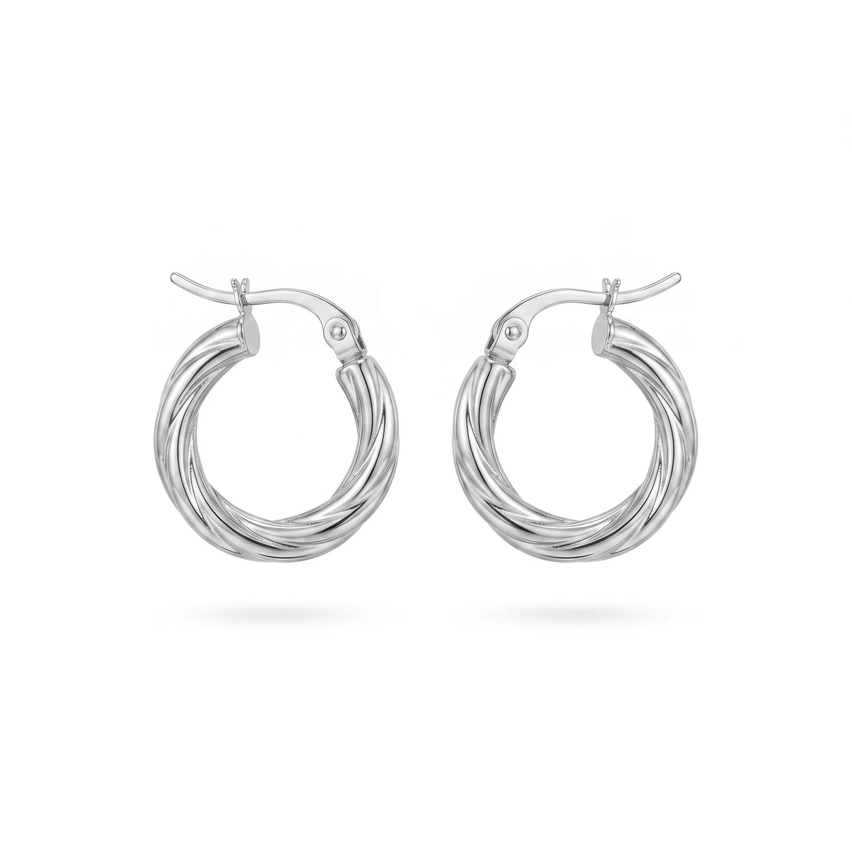 QIAOREN 12387 Twisted Texture Gold Huggie Hoop Earrings Waterproof Stainless Steel 18K PVD Plated Minimalist Daily Jewelry