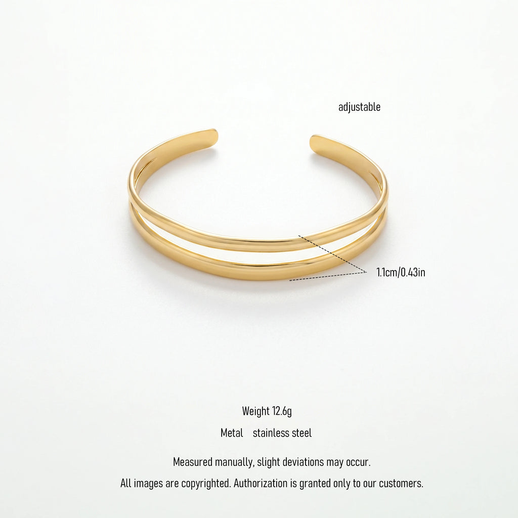 QIAOREN SKU9352 Gold Plated Adjustable Opening Butterfly Cuff Bracelet Fashion Body Jewelry for Women Gift
