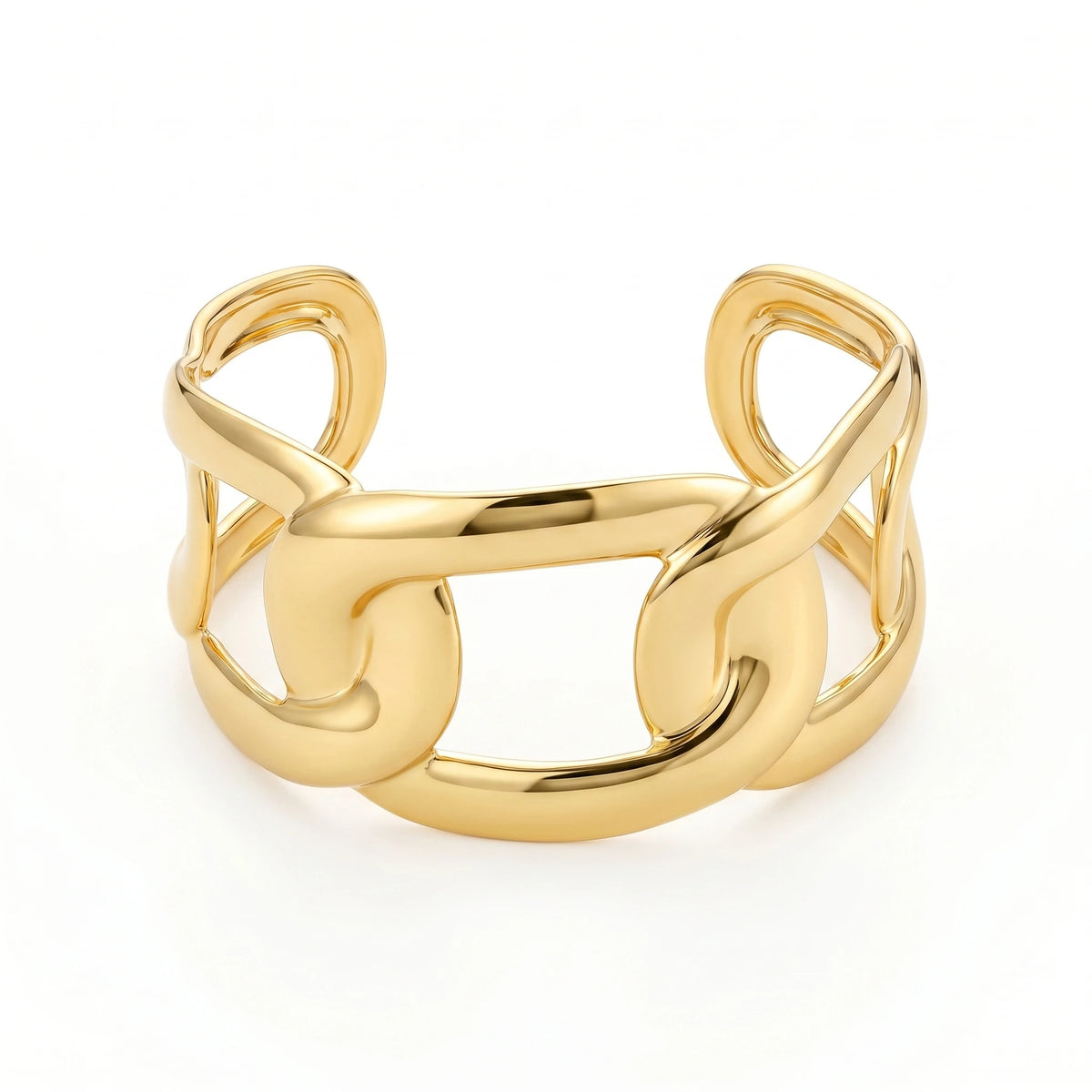 QIAOREN 12710 Boho Irregular Big Small Sculpted Flower Open Gold Bangle Stainless Steel Hollow Stackable Bracelet Wholesale