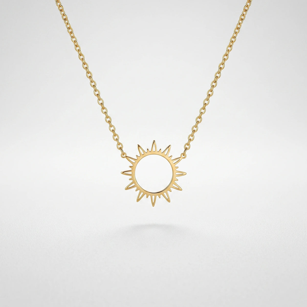 QIAOREN 11755 Bohemian Sun Pendant Necklace 18K Gold Stainless Steel Beach-Ready Boho Jewelry