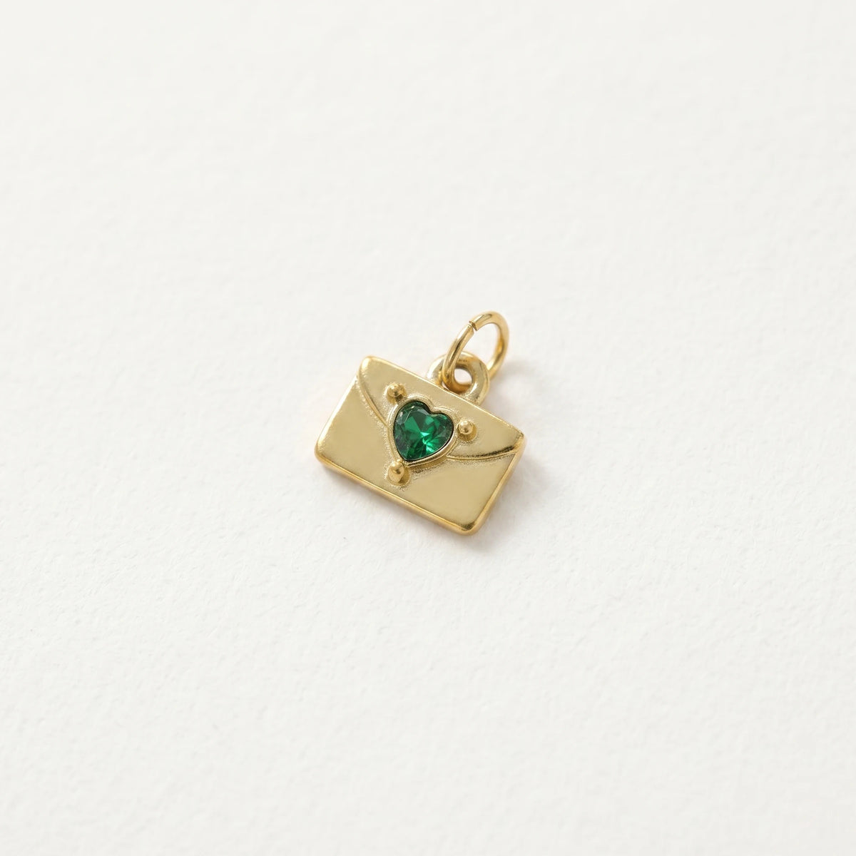 QIAOREN 12437-48   12 Birthstone Envelope Drop Earrings, Gold Plated Stainless Steel Love Letter Studs