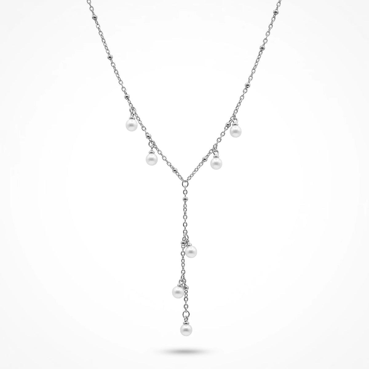 QIAOREN 11345 Dainty Delicate Pearl Drop Y Necklace 18K Gold Plated Stainless Steel Everyday Casual Wear Jewelry