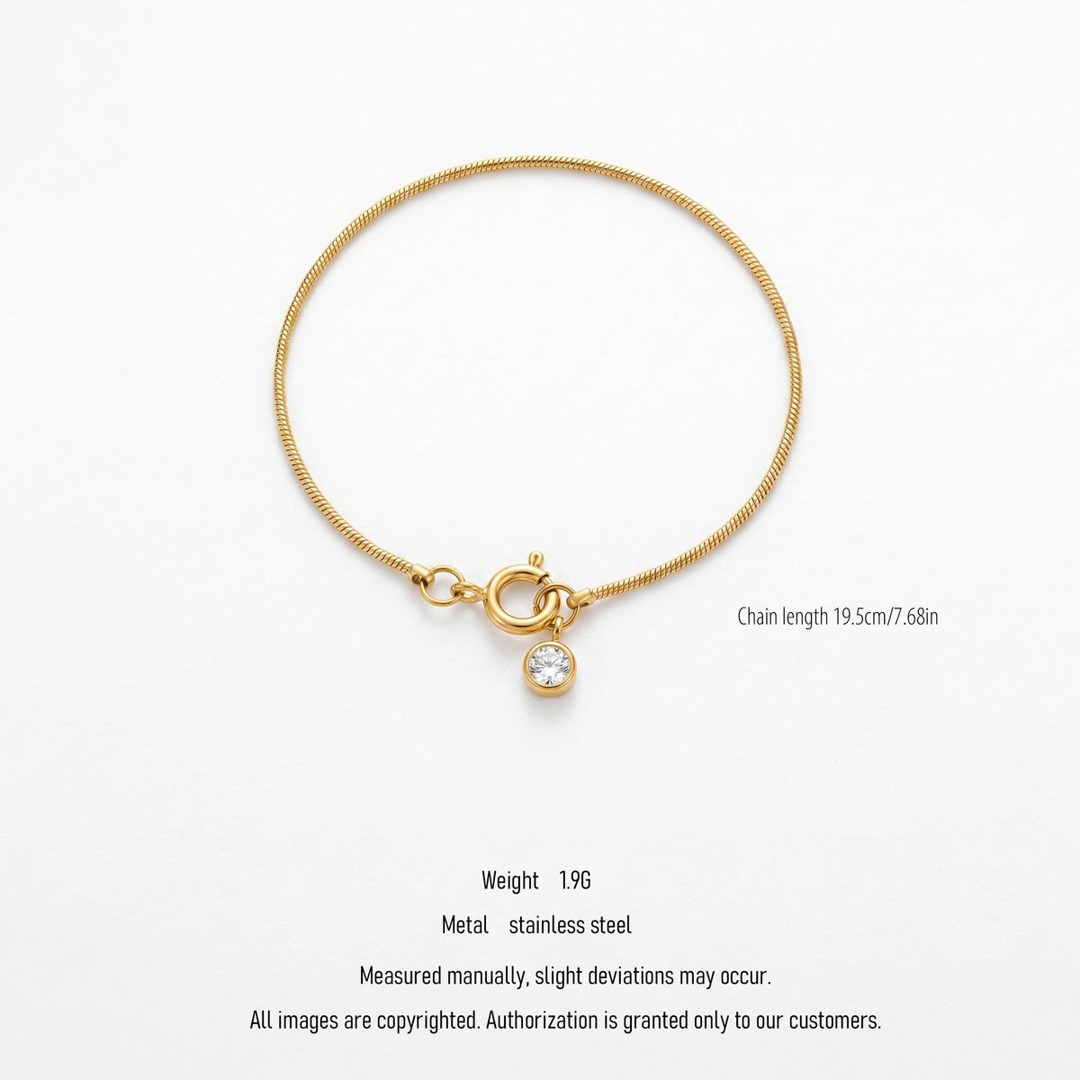 QIAOREN 10668 18K Gold Plated Stainless Steel Chain Bracelet for Women Diamond Pendant Trendy Geometric Design Buddhism-inspired