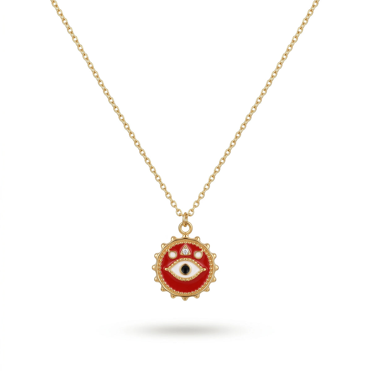 QIAOREN 12813 18K Gold Plated Necklace, Waterproof Tarnish Free Stainless Steel Protection Medallion Jewelry for Women