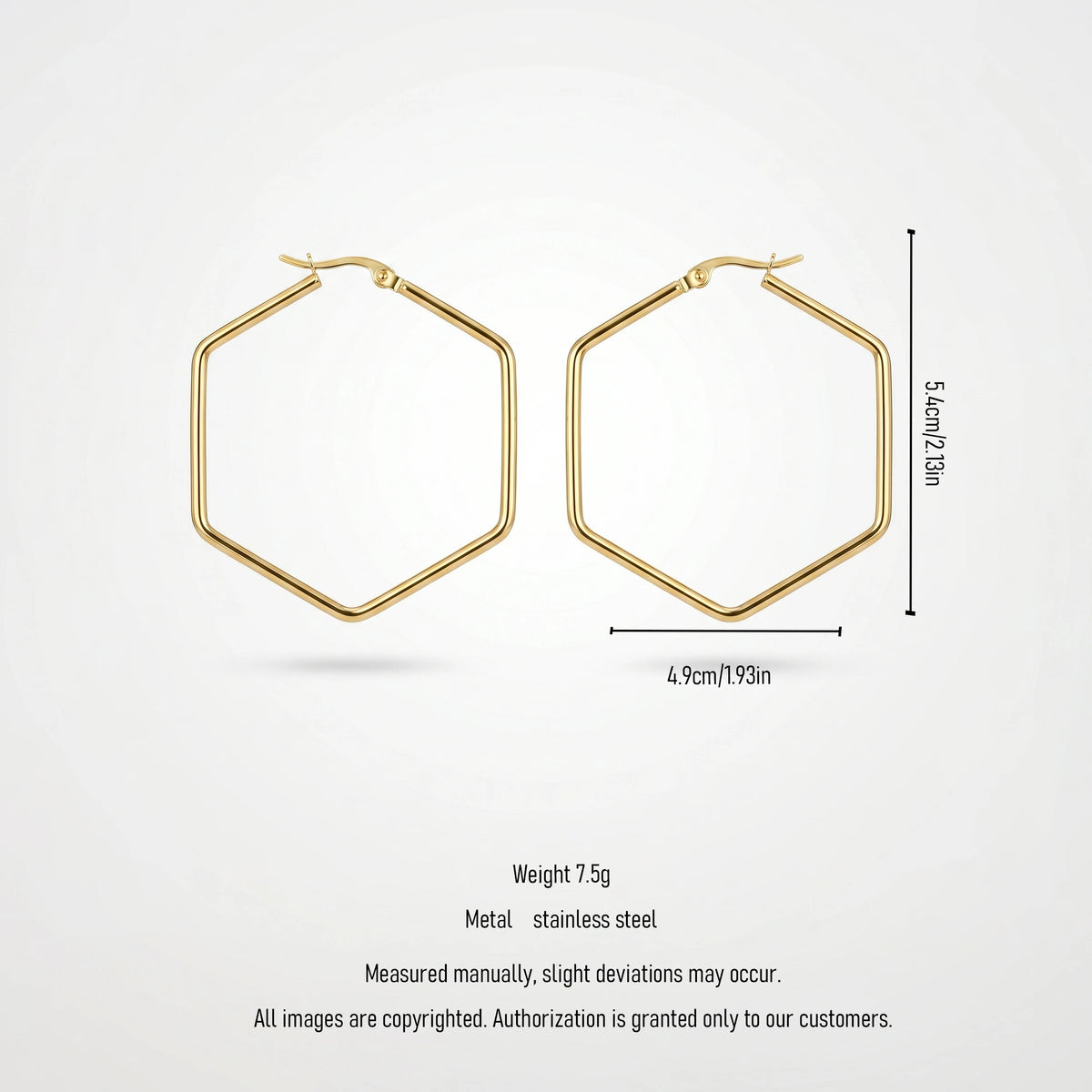 QIAOREN 12325 Trendy Geometric Hexagon Hoop Earrings Gold Stainless Steel Sleek Six Sided Polygon Large Hoops Women US EU