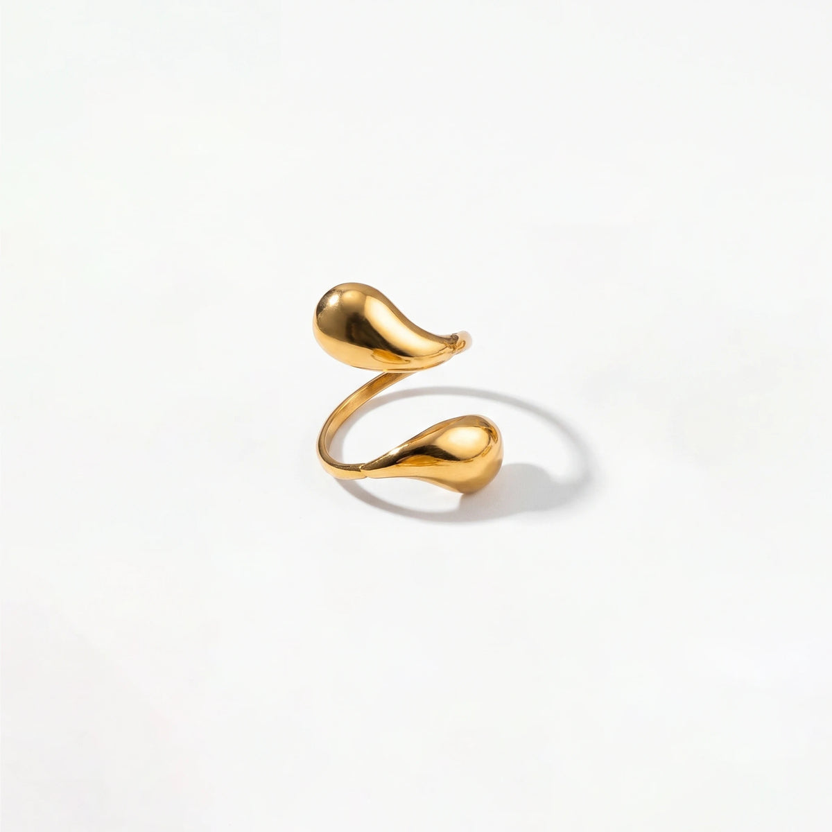 QIAOREN 10708 TRUST GOD Engraved Gold Ring Set - 5Pcs Hypoallergenic Stainless Steel Open Rings