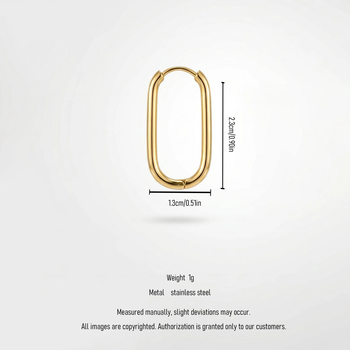 QIAOREN 12601 High Polished Long Oval Tube Ear Buckle Waterproof Stainless Steel 18K Gold  Hoops Anti-allergy Trendy Accessory