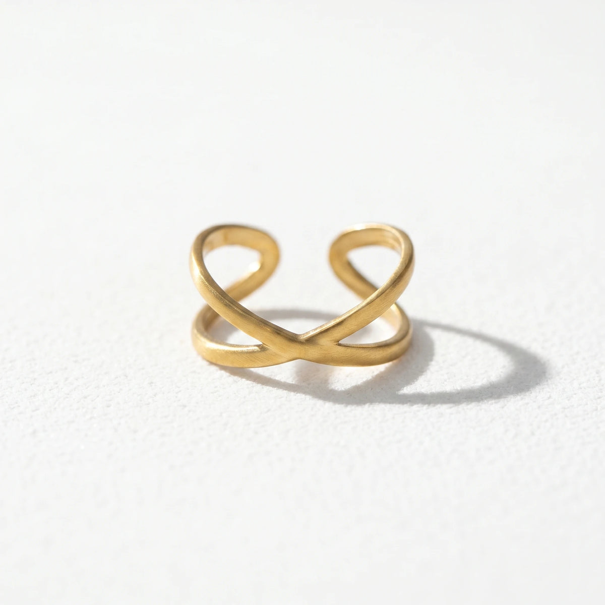 QIAOREN 13071-75 5Pcs 18K Gold Plated Stainless Steel Open Ring Set, Adjustable Stackable Hollow Star & Heart Finger Rings