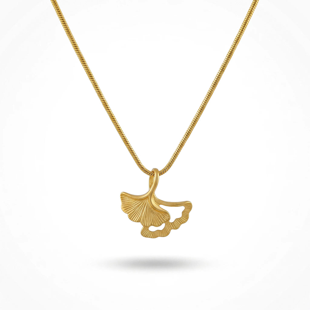 QIAOREN 13716 Snake Chain Pendant Necklace with Solid Gourd Charm Engraved Chinese Fu Character, Polished Gloss Gold