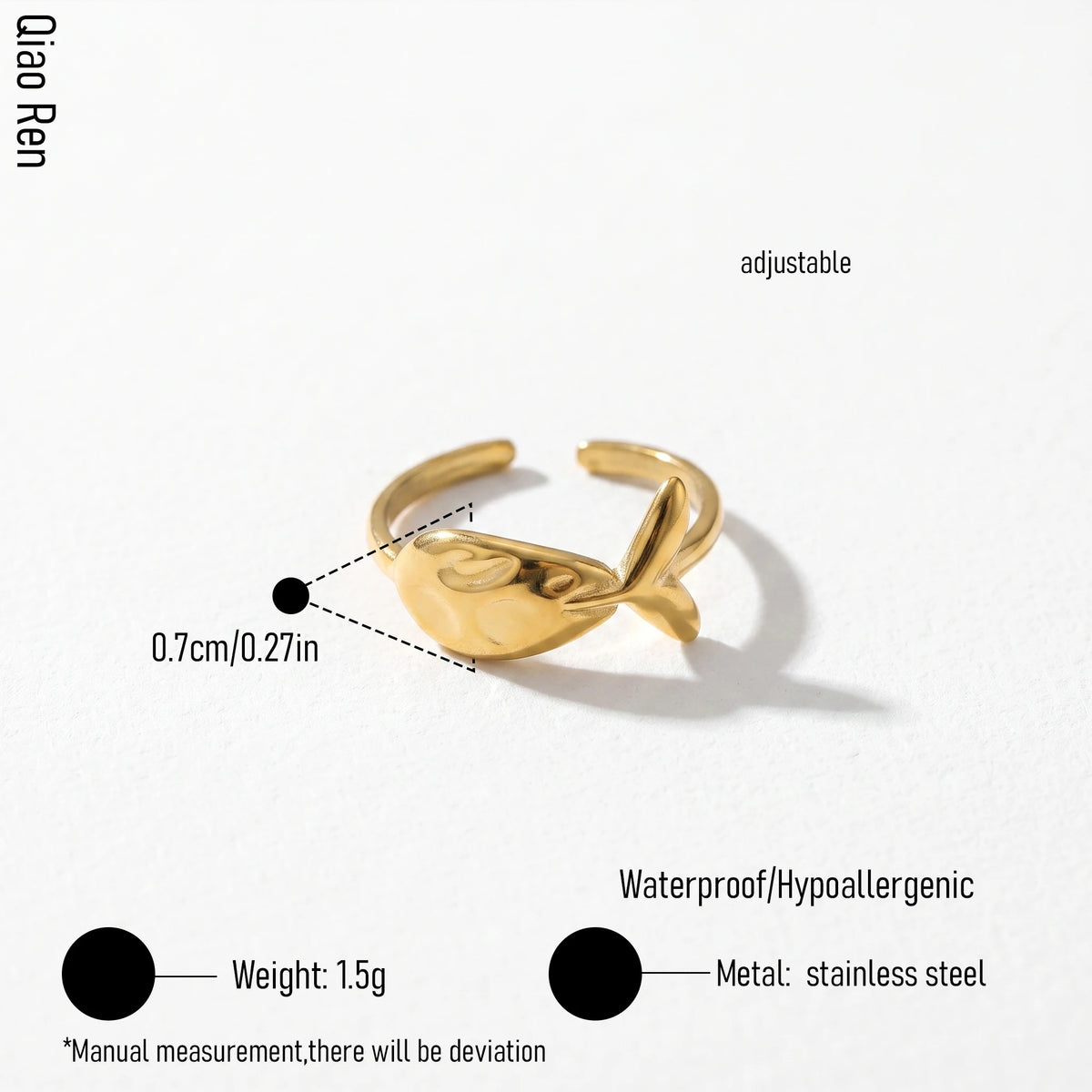 QIAOREN 14207-20 Abstract Flower Open Ring Set, Irregular Textured Adjustable Stackable Ring Jewelry Gift for Daily Outfits