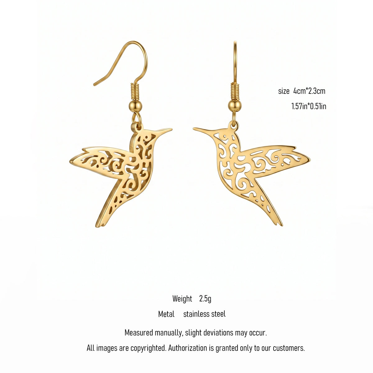 QIAOREN 10955 Hypoallergenic Stainless Steel Women's Trendy Party Earrings 18K Gold Plated Waterproof Tarnish Resistant Earrings