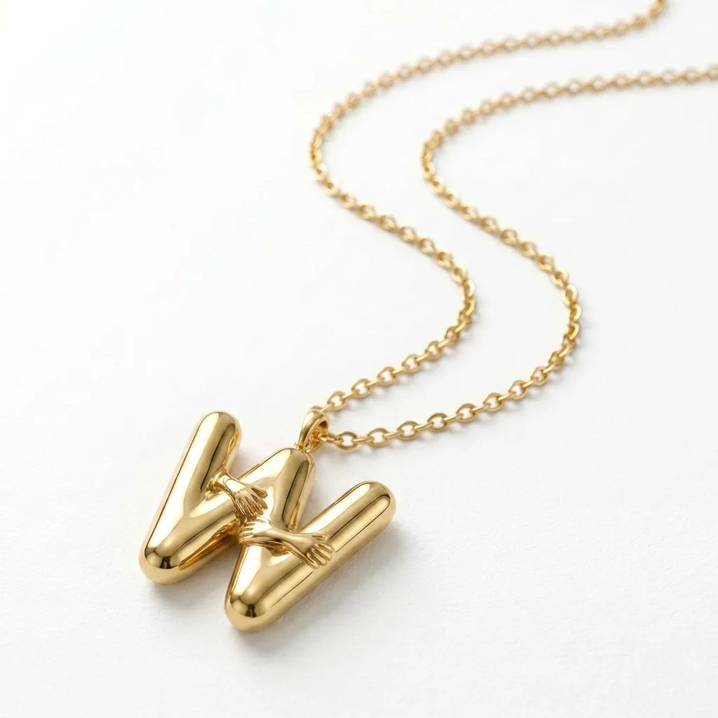 QIAOREN A-Z 26 Letter Initial Necklace Stainless Steel Gold Silver Alphabet Pendant Personalized Name Jewelry Gift for Women