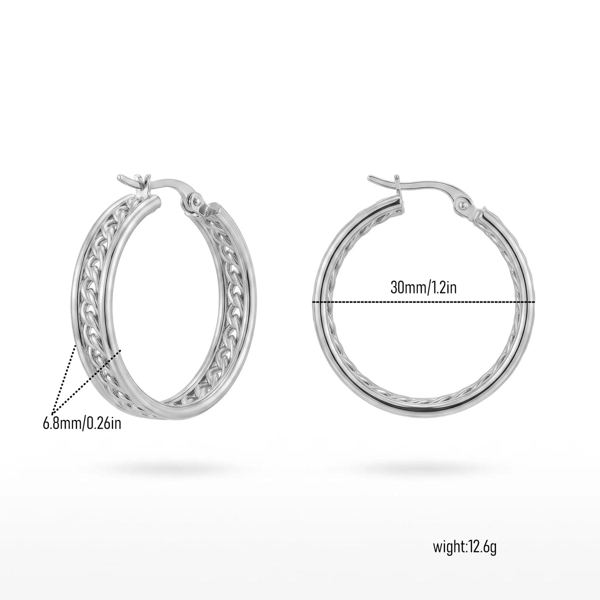 QIAOREN New  18K Gold Plated Stainless Steel Women Zircon  Hoop Earrings Set Fashion Jewelry Clip Stud Earrings