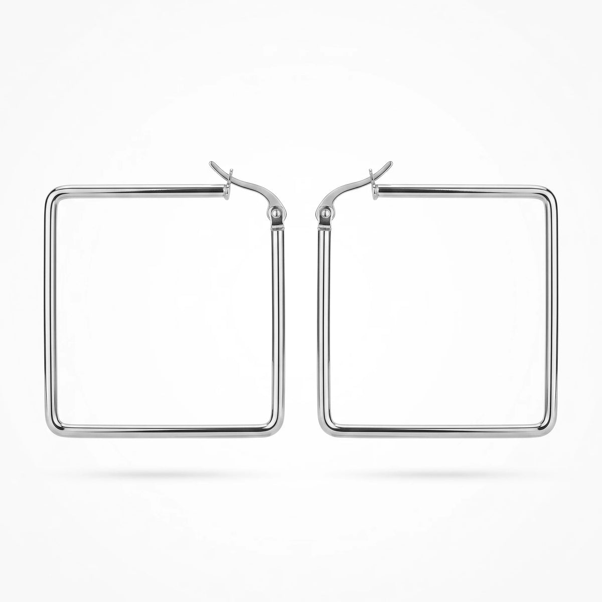QIAOREN12319 Elegant 90s Retro Square Hoops Gold Stainless Steel Sleek Geometric Thin Tube Statement Hoop Earrings Gift Women