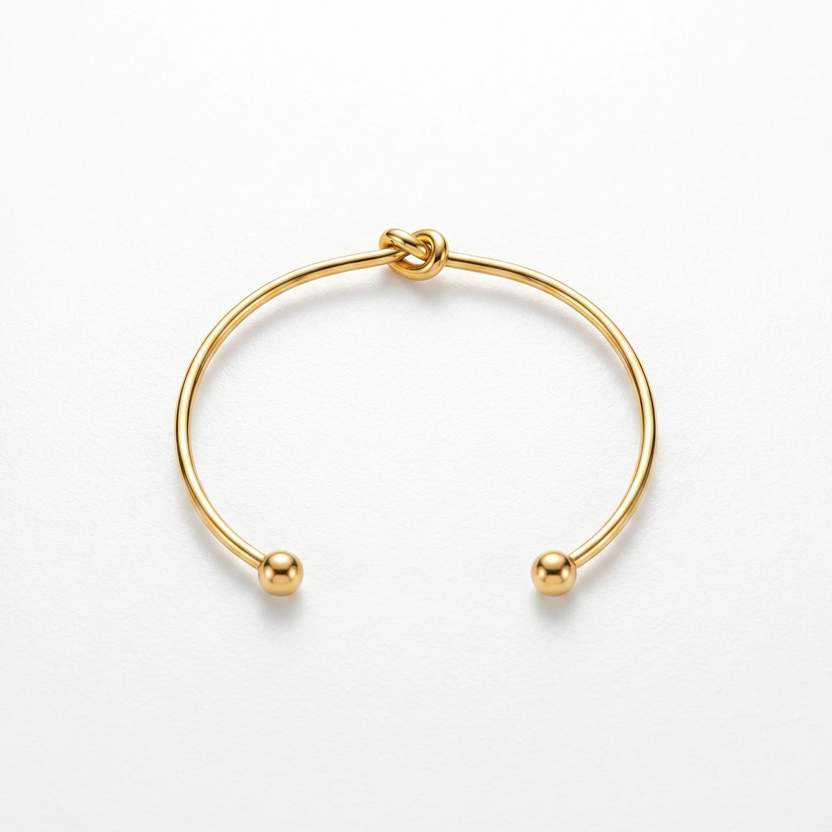 QIAOREN 10592 Love Knot Open Cuff Bangle 18K Gold Plated Stainless Steel Waterproof Tarnish Free Jewelry for Women