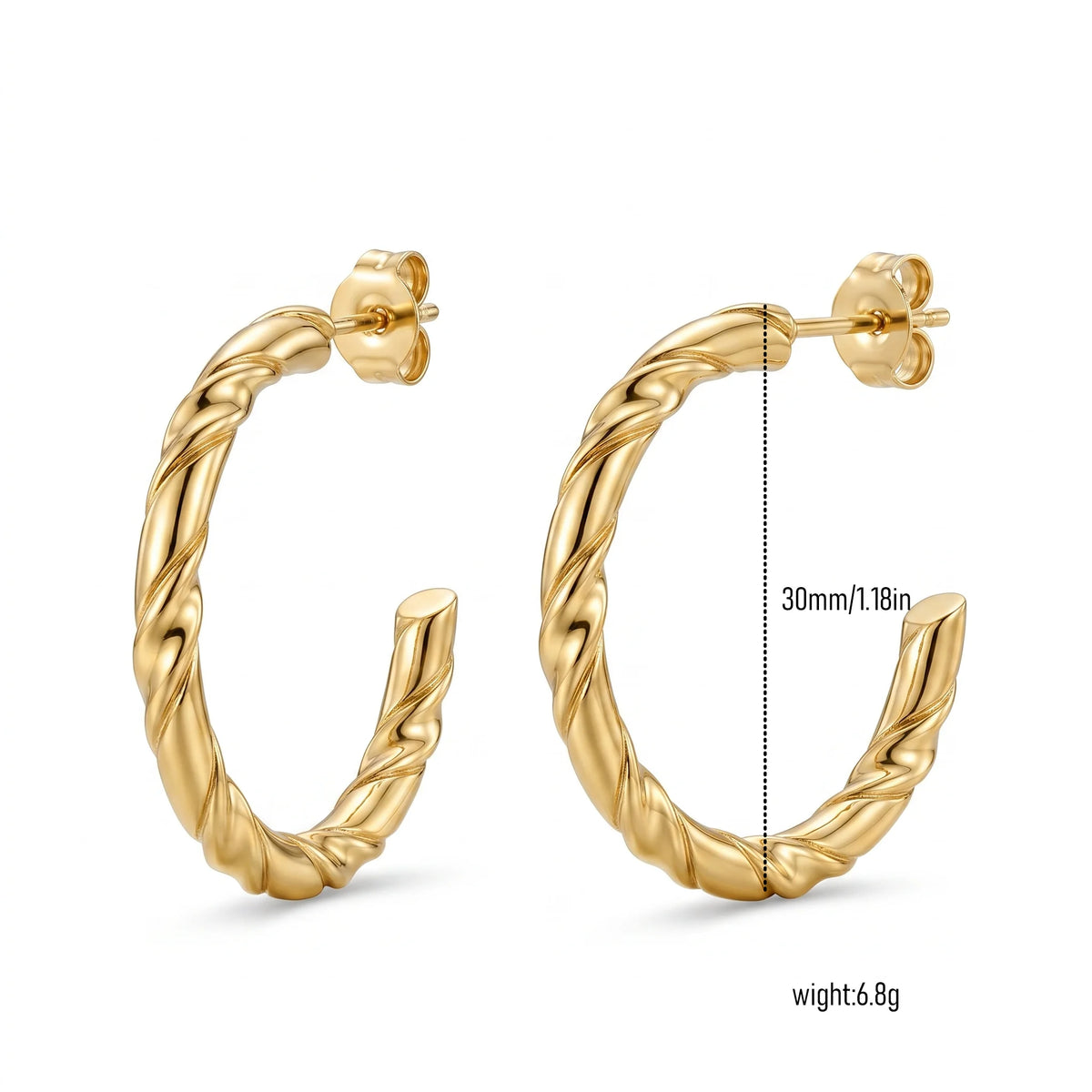 QIAOREN New  18K Gold Plated Stainless Steel Women Zircon  Hoop Earrings Set Fashion Jewelry Clip Stud Earrings
