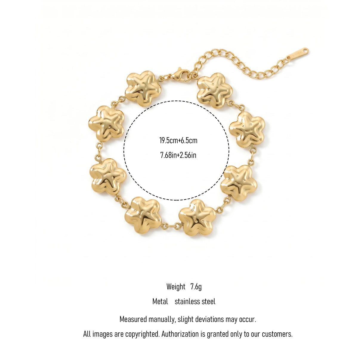 QIAOREN 12065 18K Gold Plated Stainless Steel Beaded Bracelet Zircon Adjustable Extension Chain Women's Elegant Daily Jewelry