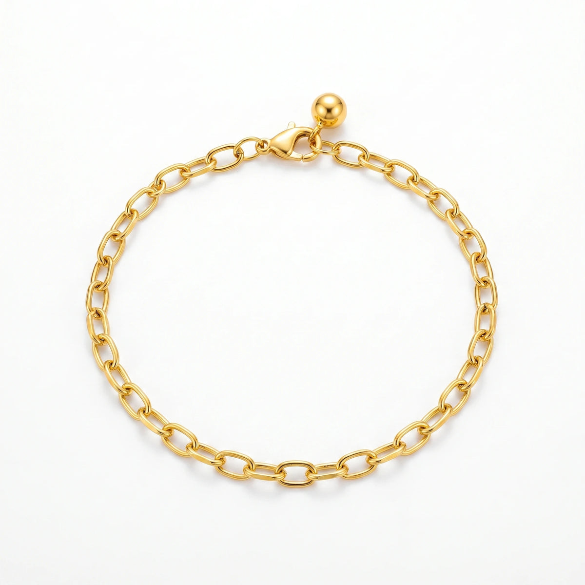 QIAOREN 10725 Trendy Minimalist Paperclip Link Bracelet 18K Gold Plated Stainless Steel Dainty Everyday Party Bracelet for Women
