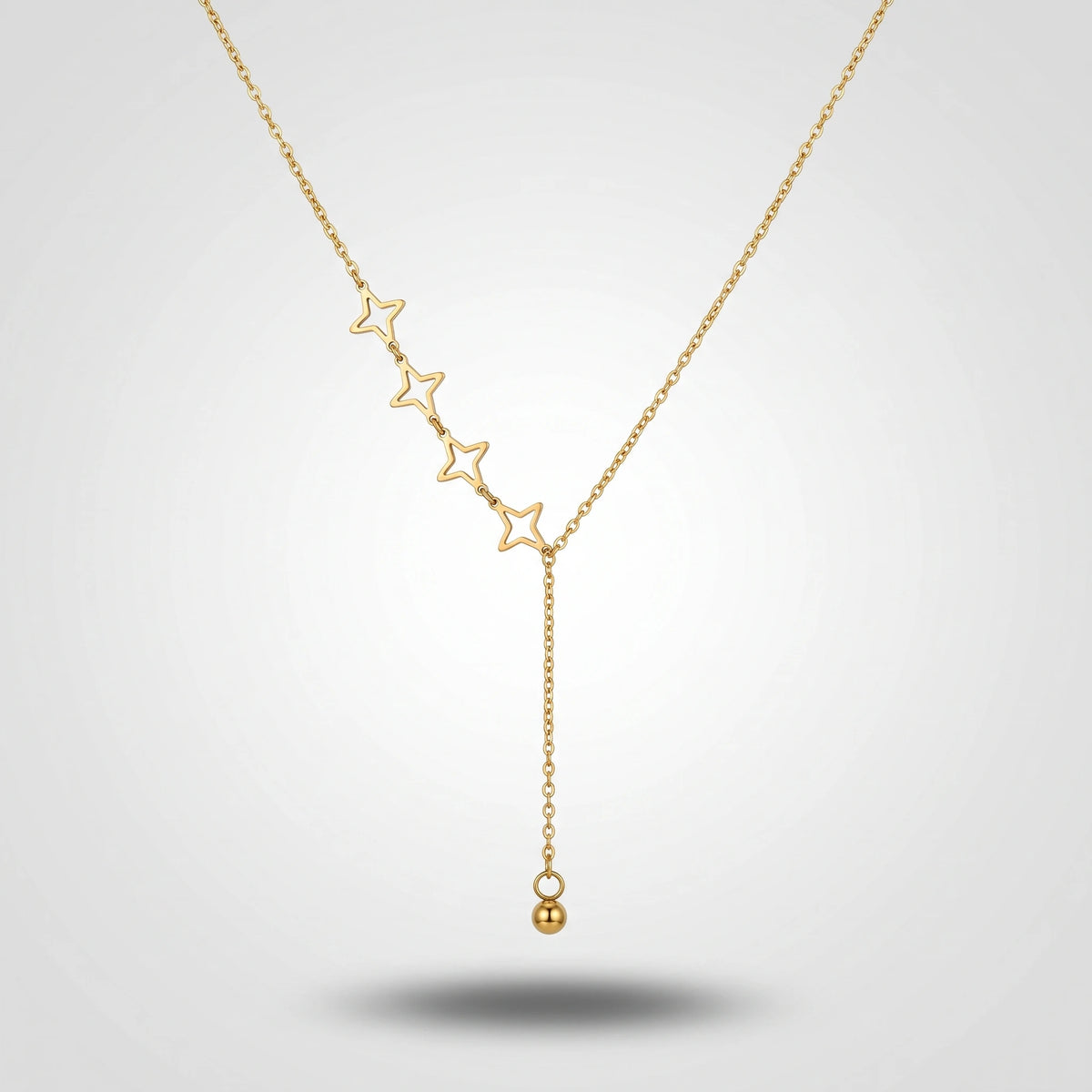 QIAOREN 13959 Stainless Steel Star Y Necklace Gold Dainty Layered Pendant Chain Minimalist Jewelry for Women
