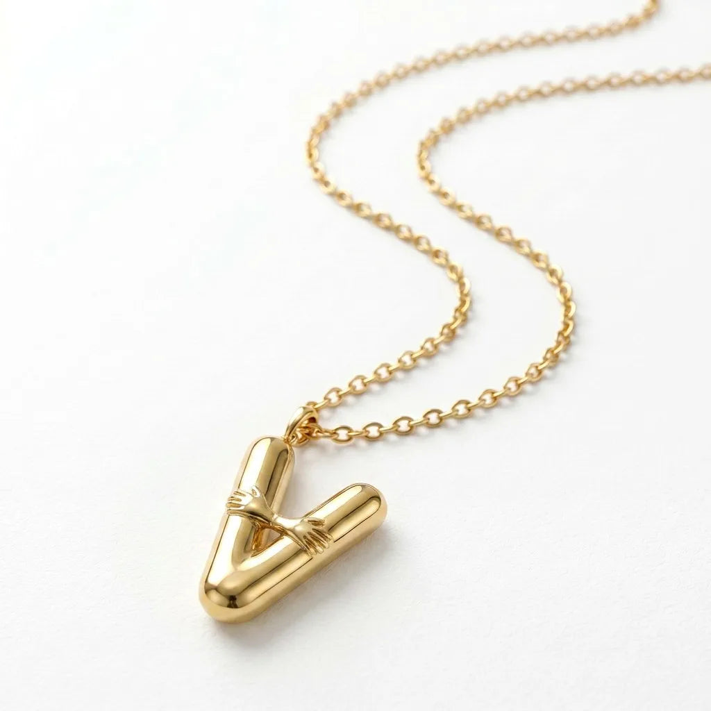 QIAOREN A-Z 26 Letter Initial Necklace Stainless Steel Gold Silver Alphabet Pendant Personalized Name Jewelry Gift for Women
