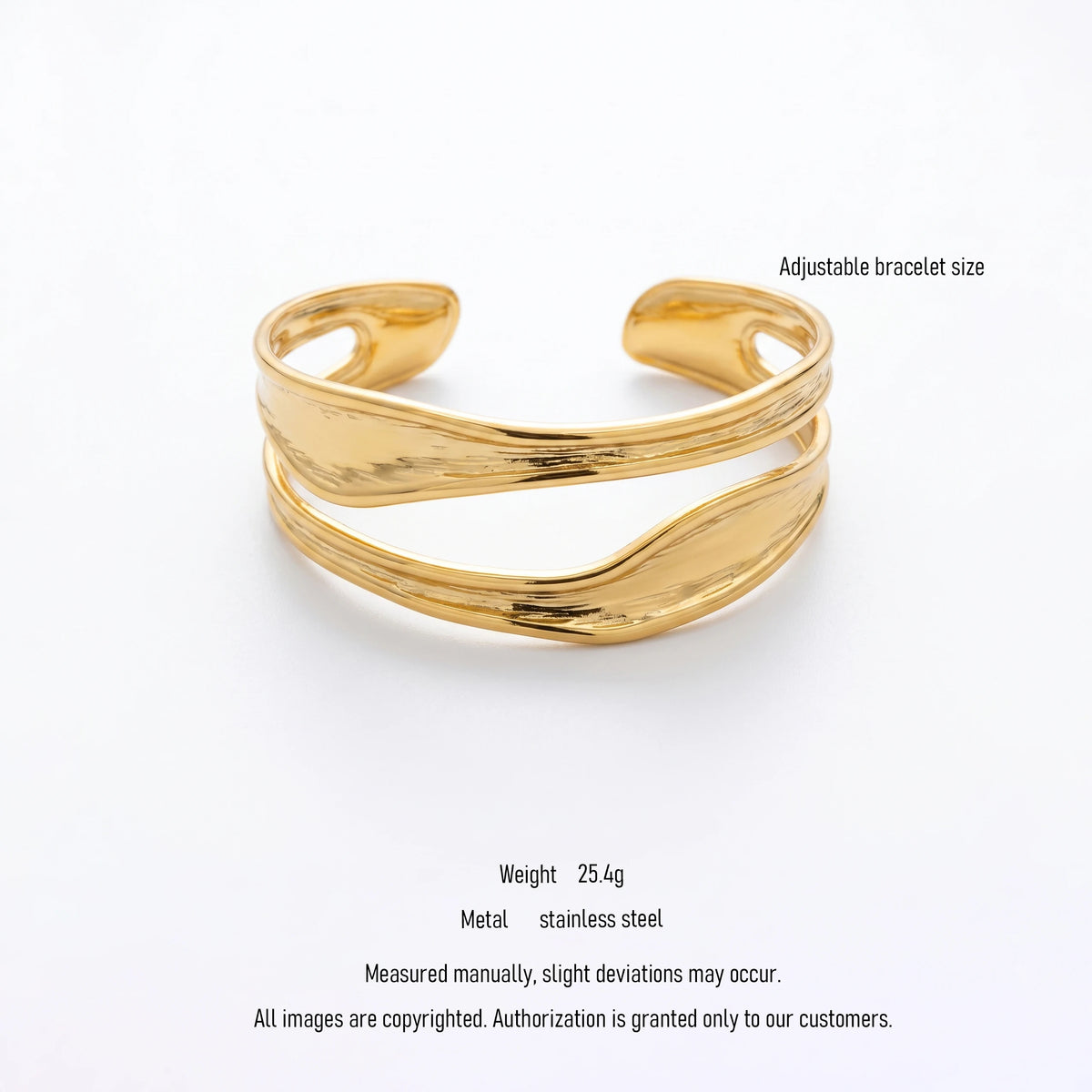 QIAOREN 10733 Modern Split Open Cuff Geometric Micro Insert Stainless Steel 18K Gold Plated Waterproof Stackable Bangle for Her