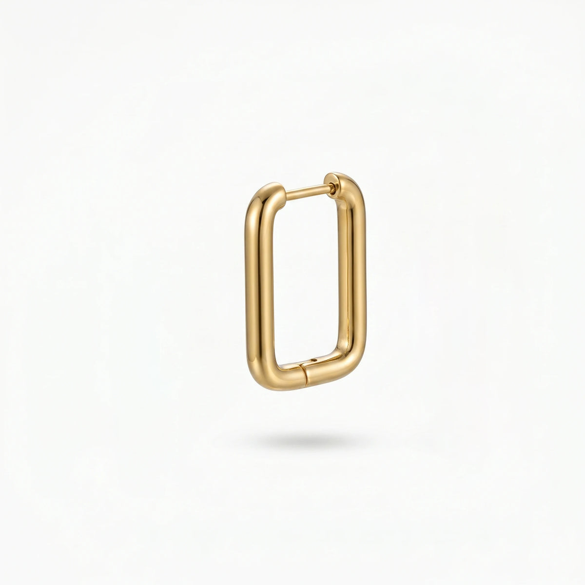 QIAOREN 12585 Dainty Shiny Oblong Geometric Huggie Earrings 316L Stainless Steel No Fade Gold Plated Hoop Jewelry Gift