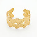 QIAOREN 12726 Vintage Interconnected Sculpted Butterfly Wide Cuff Bangle  Stainless Steel Gold Bracelet Bridal Birthday Gift